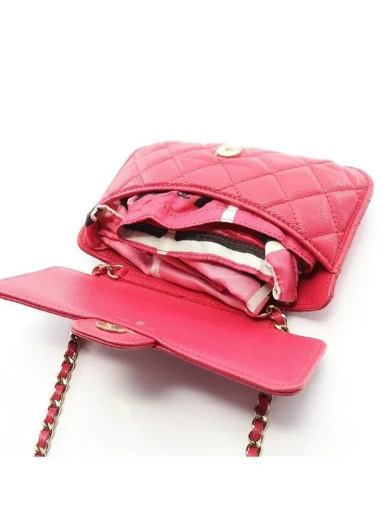 Chanel Tote Quilted Magenta Leather Fabric Eco Chain - Picture 9 of 9